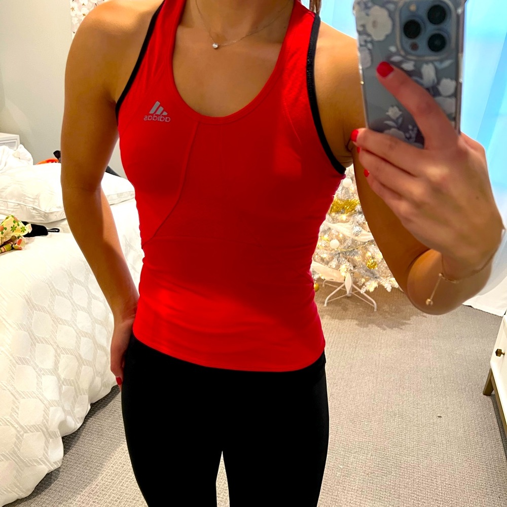Retro Adidas Workout Tank Red and Black
